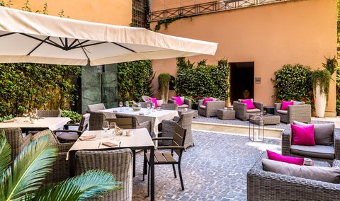 During the nice season, lunch is served in our Internal Courtyard