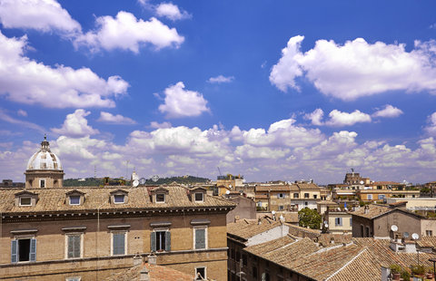 Enjoy the amazing view over Rome's roofs and domes