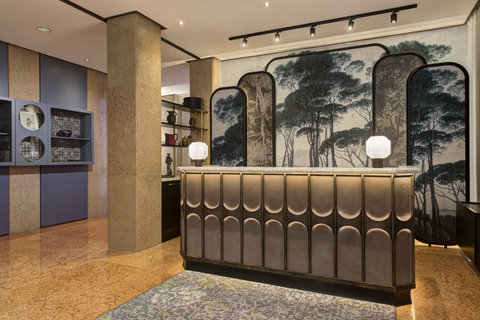 Our stylish reception desk is inspired by Juliet's balcony design.