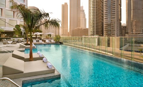 Outdoor swimming pool at the Hotel Indigo Dubai Downtown
