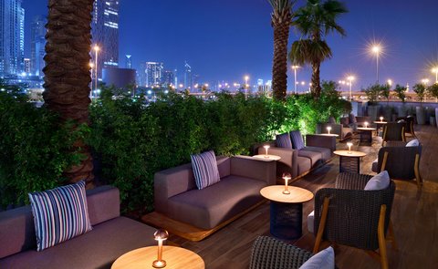 Off The Wall outdoor seating at the Hotel Indigo Dubai Downtown
