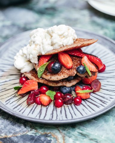 Pancakes Layered with Fresh Berries